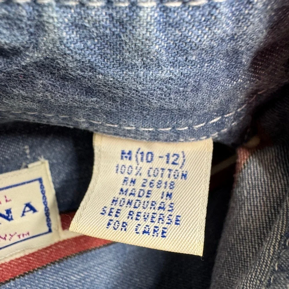 Arizona Jean Company Kids‎ Striped Denim Button Up Shirt Size M 10-12
